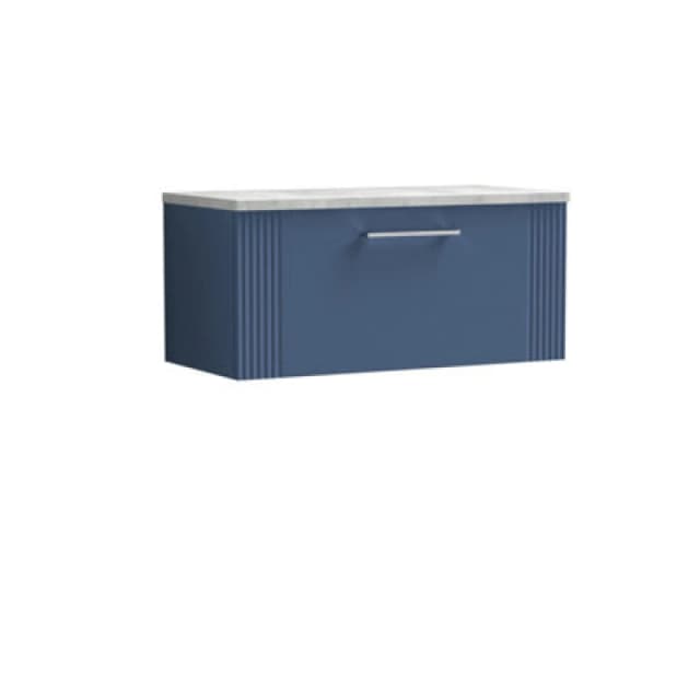 Balterley 1 Drawer Wall Hung Vanity Grey Laminate Worktop Blue 800mm Grey
