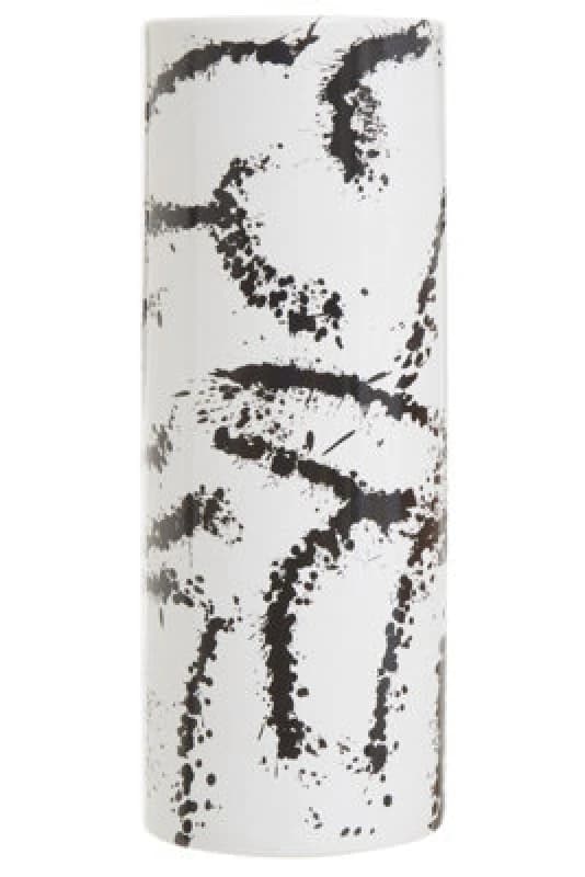 Orsina Durable Large Black And White Ceramic Vase, Easily Maintained Pottery Vase, Contemporary Vase For Flowers