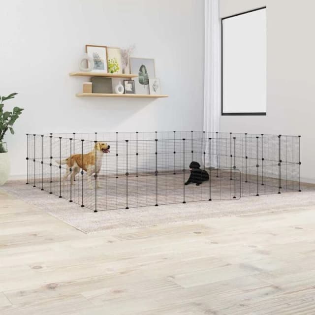 VIDAXL 60-Panel Pet Cage with Door Black 35x35cm Steel Vidaxl 8720287190813