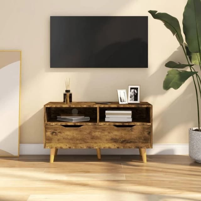 VIDAXL TV Cabinet Smoked Oak 90x40x48.5cm Engineered Wood vidaXL 8720286343838