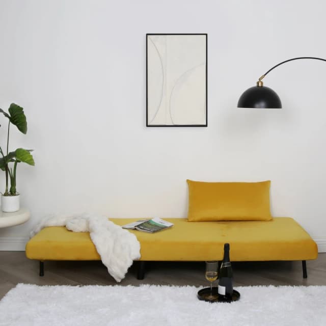 Home Garden Direct Aurora - Single Bed Chair Sofa in Velvet - 1 Seater - Yellow Yellow Unisex