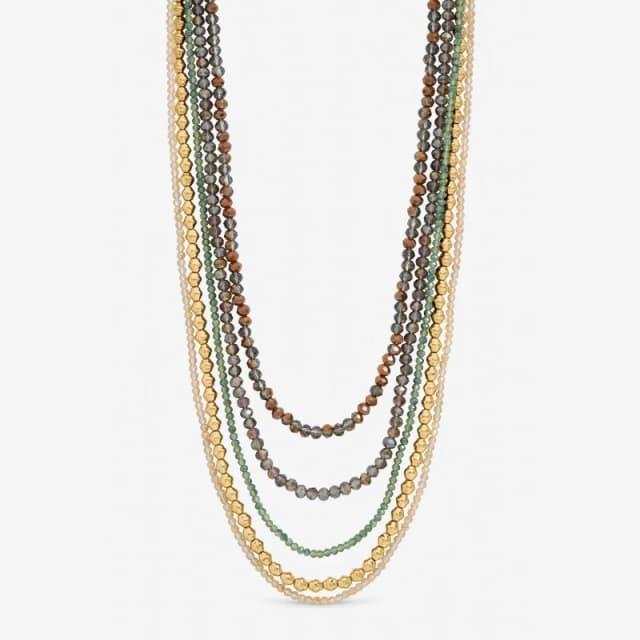 Mood Gold and Multi Colour Beaded Multirow Necklace Chain Necklaces One Size Gold 41680910000