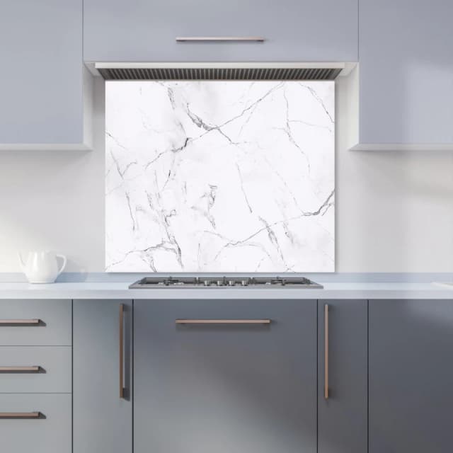 Warren Reed - Designer White Marble Effect Kitchen Splashback in Grey Size: 600mm x 750mm Grey Unisex 600mm x 750mm