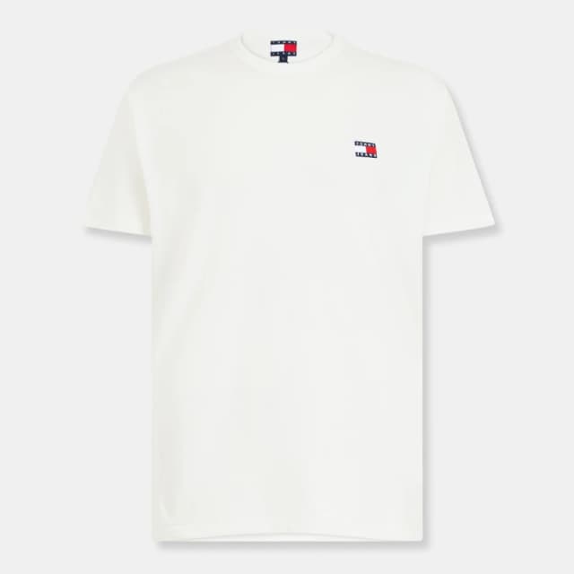 Tommy Jeans Reg Logo Badge T-Shirt Ecru mens in multicolour