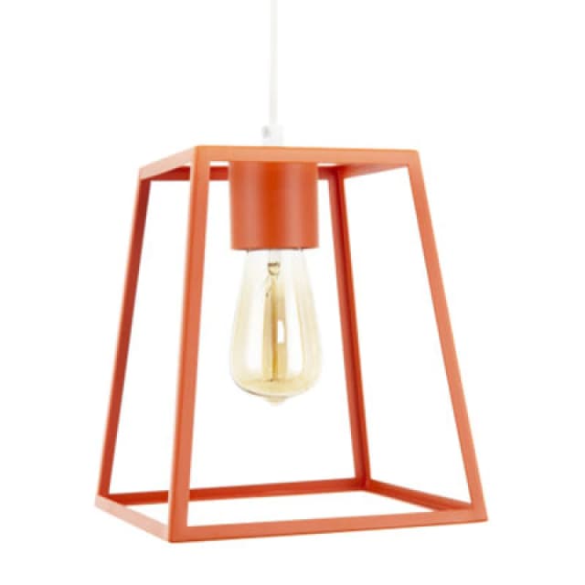 Happy Homewares Industrial Lantern Lamp Shade In Orange With Square Top And Bottom