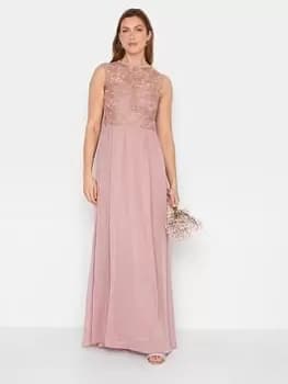 Long Tall Sally Blush Lace Chiffon Maxi Dress, Pink, Size 10, Women