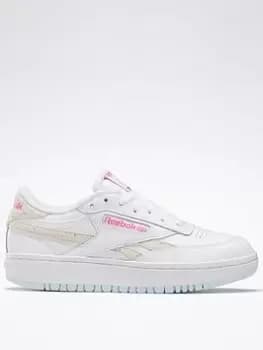 Reebok Club C Double Shoes, White/Purple, Size 3.5, Women