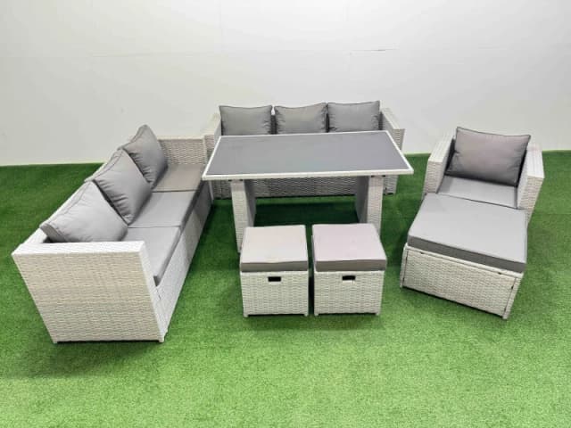 Fimous Patio Garden Furniture Sets with 3 Stool Light Grey Light Grey Unisex