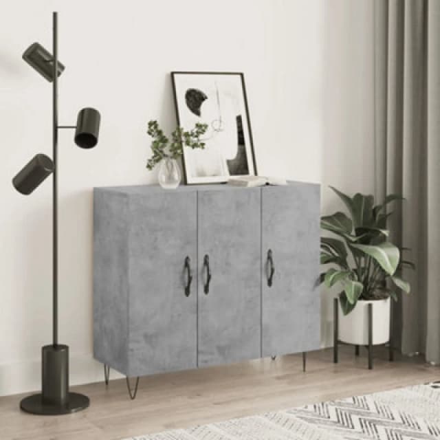 Vidaxl Sideboard Concrete Grey 90X34X80 Cm Engineered Wood