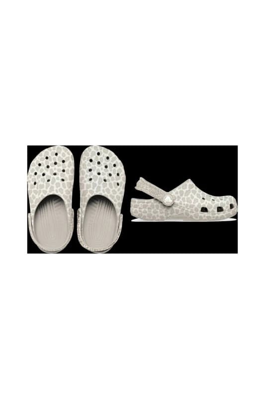 Crocs Girl's Classic Clog Kids Almond Leopard in Cream Size: 1 Cream Female 1