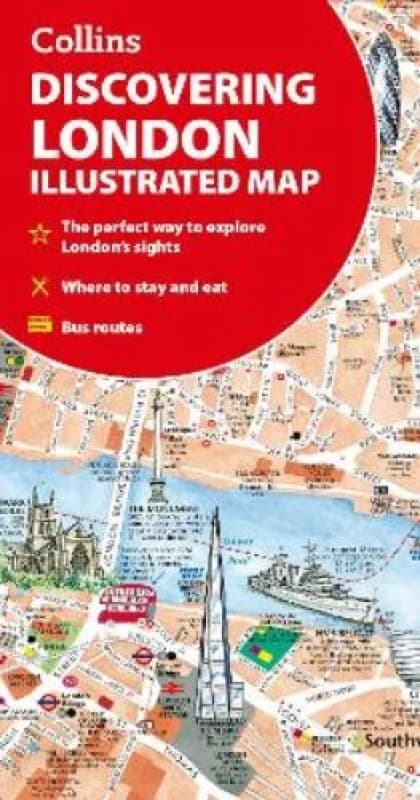 Discovering London Illustrated Map. By Dominic Beddow, Collins Maps Books
