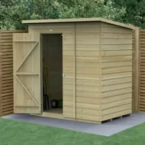 6' x 4' Forest Beckwood 25yr Guarantee Shiplap Windowless Pent Wooden Shed - Natural Timber