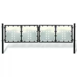 Vidaxl Black Double Door Fence Gate 300 X 125 Cm