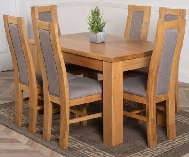 Thats Furniture Dakot 127 x 82cm Oak Small Dining Table & 6 Stanford Chairs in Brown Size: 127 x 82cm Brown Unisex 127 x 82 cm
