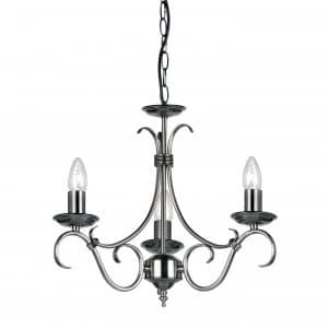 3 Light Multi Arm Ceiling Pendant Antique Silver, E14