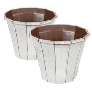 YouGarden Pair of Callista Vintage Round Planters 30cm