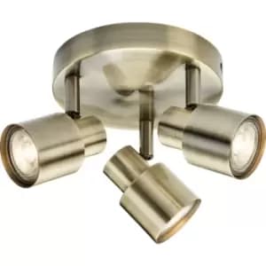 Knightsbridge - GU10 Triple Spotlight - Antique Brass 230V IP20 50W