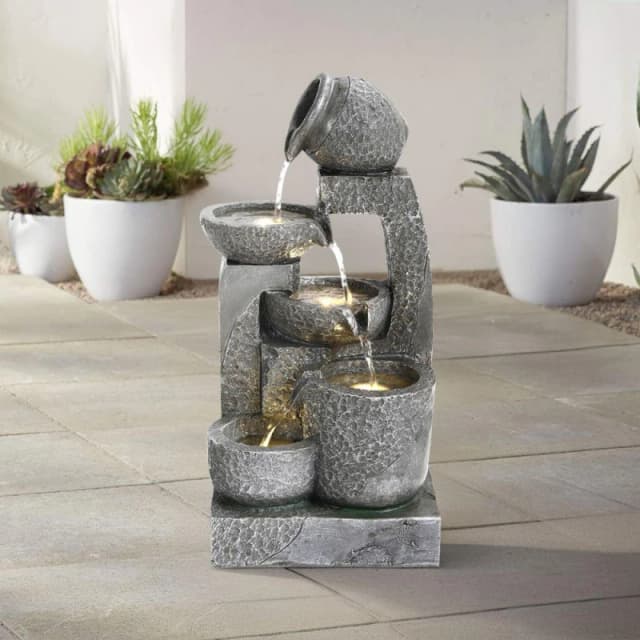 Breeins Big Cascade Solar-powered Water Fountain Grey unisex One size