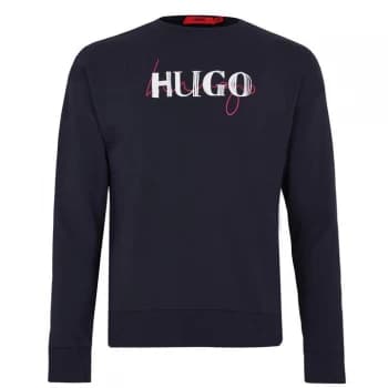 Hugo Boss Double Logo Crew Neck Sweatshirt Navy Size L Men