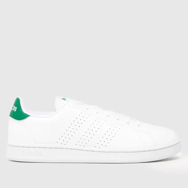 adidas advantage trainers in white & green