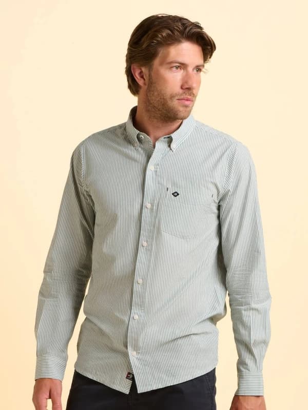 Brakeburn Mens Evershot Stripe Shirt in Blue Size: Large Blue Male L