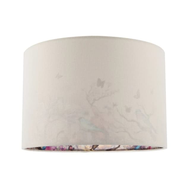Happy Homewares Cream Linen Fabric Lamp Shade with Inner Cotton Colourful Floral Print Size: 12" Cream Unisex 12"
