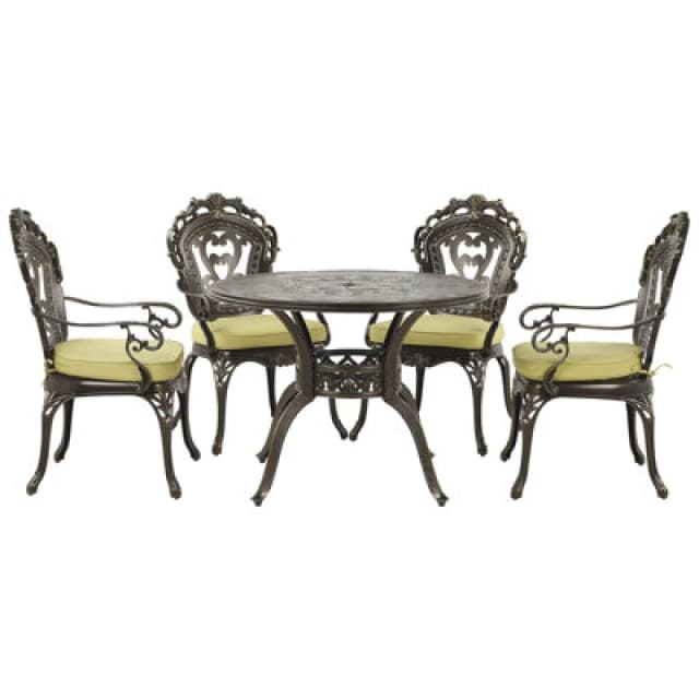 Beliani Garden Dining Set 4 Seater Sapri With Cushions Metal Dark Brown