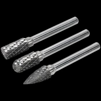 Sealey 3 Piece Tungsten Carbide Rotary Burr Set