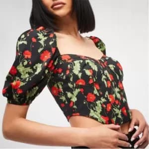 Missguided Floral Print Corset Crop Top - Multi