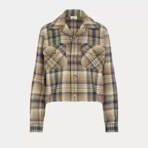 Polo Ralph Lauren Womens Long Sleeve-Button Front Shirt - 1307 Brown Olive Multi Plaid - M