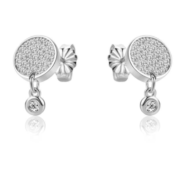 Jewelco London Sterling Silver CZ Disc Cluster Solitaire Drop Earrings - RE44854 Silver female