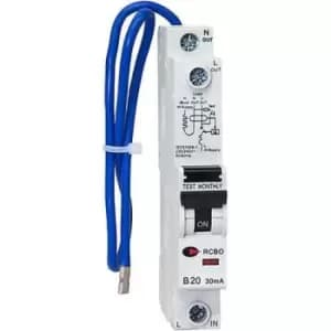 Lewden 20A 1 Module Single Pole A Class Type B RCBO 6Ka 30mA - RCBO-20-30-SPA