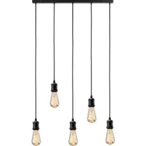 Knightsbridge - calla - 230V E27 Vintage 5 Light Bar Pendant - Matt Black - CALVI5BMB