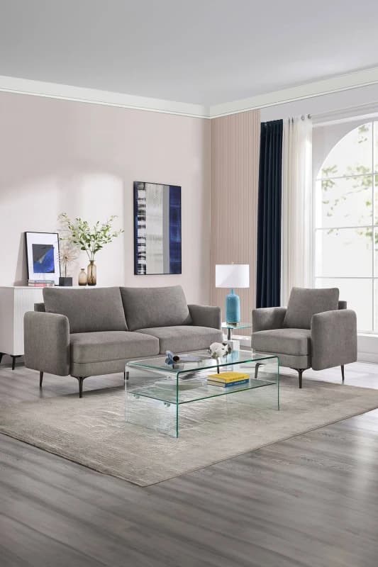 More4Homes Sofia 1+3 Seater Fabric Sofa Set Mocha