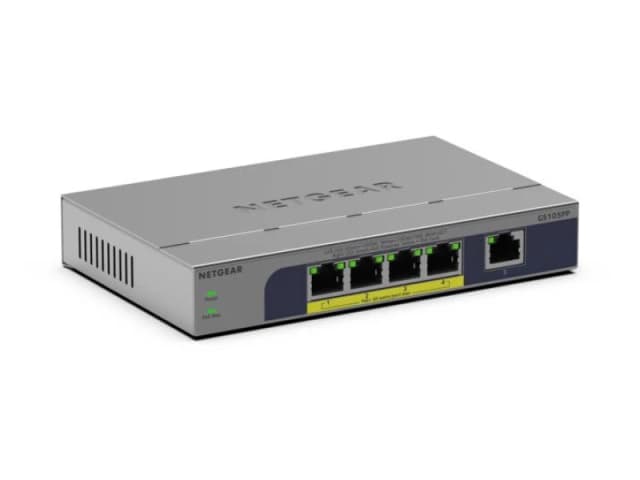 Netgear Netgear GS105PP Unmanaged Gigabit Ethernet (10/100/1000) Power over Ethernet (PoE) Desktop/Wall-Mounting Grey GS105PP-300EUS