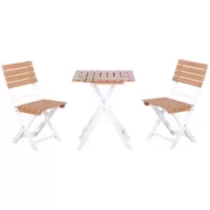 Outsunny 3pc Garden Bistro Set Folding Outdoor Chairs And Table Set Natural