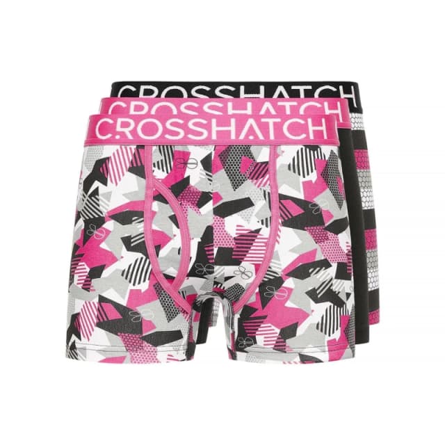 Crosshatch Crosshatch Men Crystaline Boxers 3pk in Fuchsia Size: Small Fuchsia S Male 5059294517836