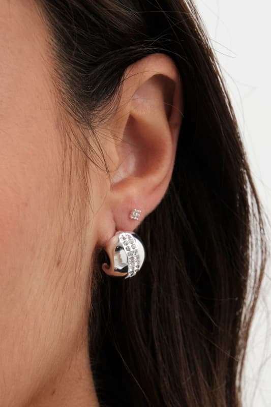 Jon Richard Gold Plated Polished Crystal Dome Stud Earrings Jewellery Sets One Size Gold 70538010000