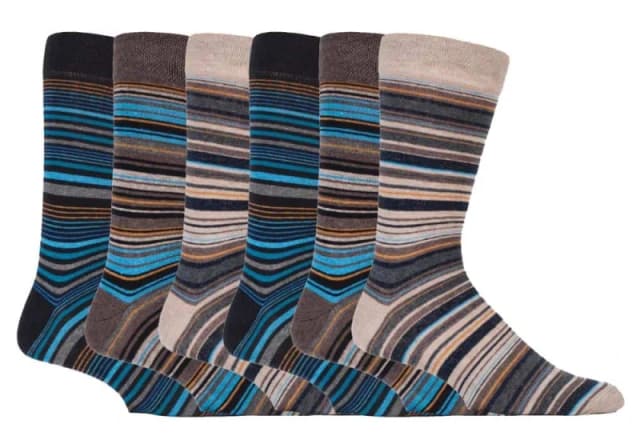 Sock Snob Sock Snob Men 6 Pack Colourful Striped Patterned Dress Cotton Socks in 7 Styles in Brown Size: 6-11 Brown 6-11 Male 5060597071000