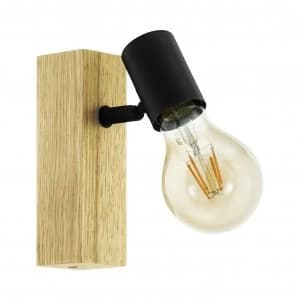 Eglo Townshend Wall Light - Black and Oak