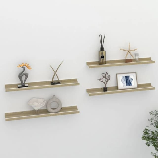 VIDAXL Vidaxl - Wall Shelves 4 pcs White and Sonoma Oak 60x9x3cm 8720286417966