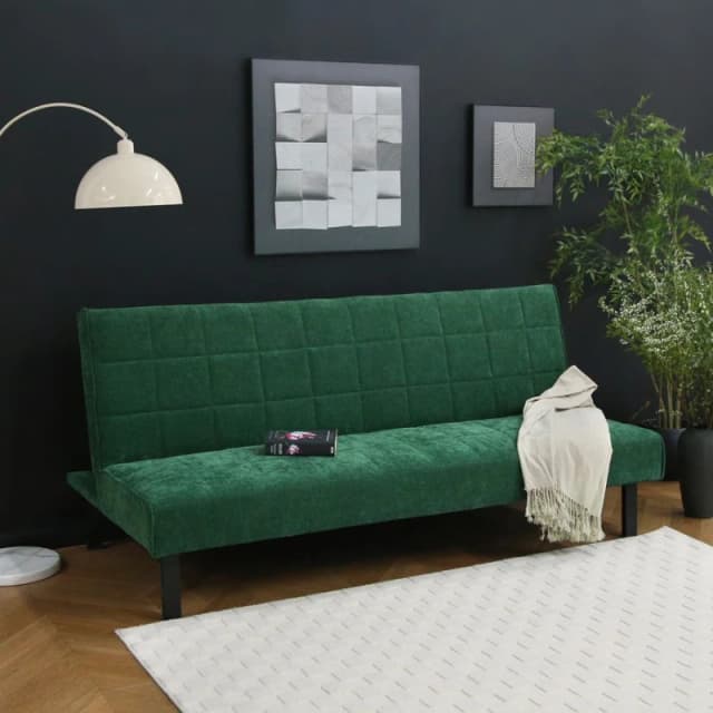 Home Garden Direct Vittoria - Click Clack Sofa Bed in Premium Textured Linen 3 Seater in Green Green Unisex 3 Seater