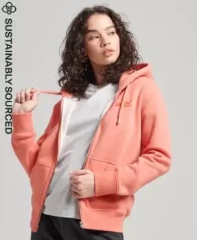 Superdry Womens Organic Cotton Vintage Logo Zip Hoodie Cream / La Coral Marl - Size: 10