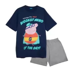 Peppa Pig Mens Hero Of The Day Grandpa Pig Pyjama Set (4XL) (Navy/Grey Heather)