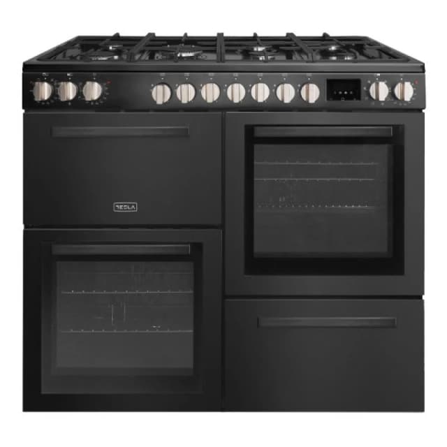 Tesla T100MCDFRCB 100cm Dual Fuel Range Cooker - BLACK T100MCDFRCB