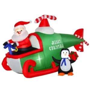 Inflatable Light Up Santa and Penguin Helicopter 120cm, Red