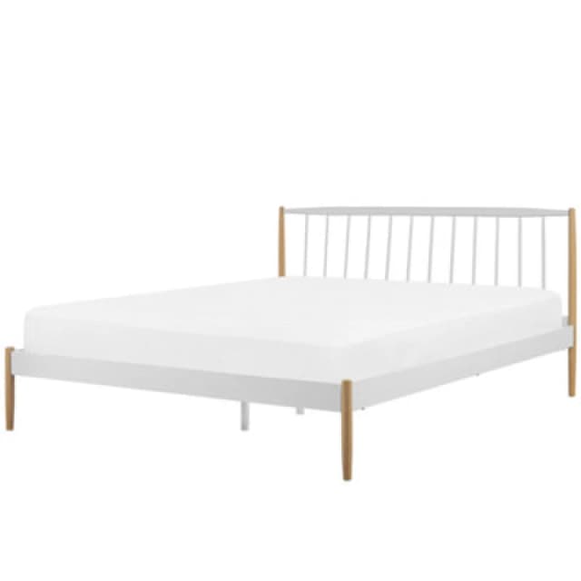 Beliani Bed Metal Maurs 180 X 200 Cm (Eu Super King) White