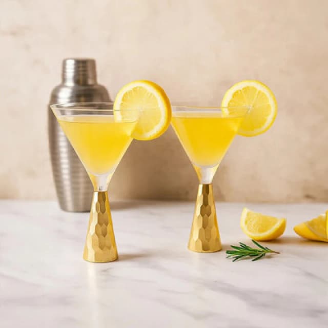 Premier Housewares Set Of Two Astrid Wine Glasses With Gold Finish Stem Clear