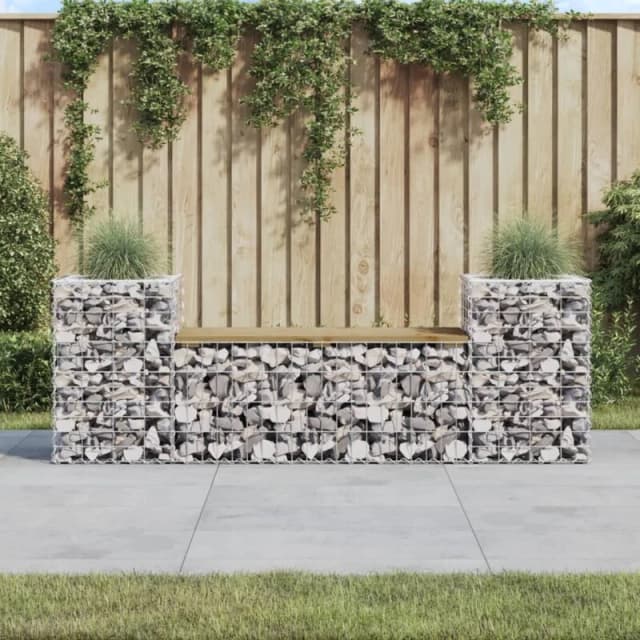 vidaXL Garden Bench Gabion Design 183x41x60.5cm Impregnated Wood Pine, Brown 834389