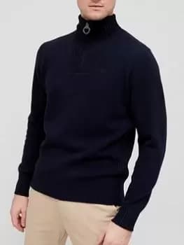 Barbour Essential Lambswool Half Zip, Navy, Size 2XL, Men